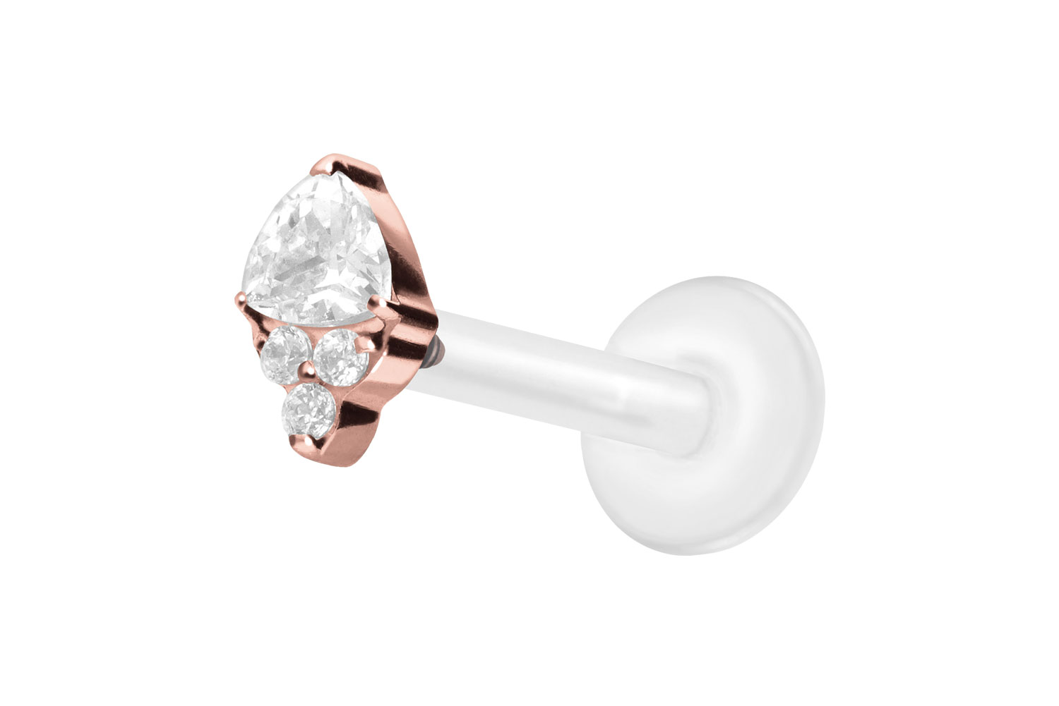 PTFE Labret Piercing mit Innengewinde + Titan-Aufsatz EINGEFASSTE KRISTALLE